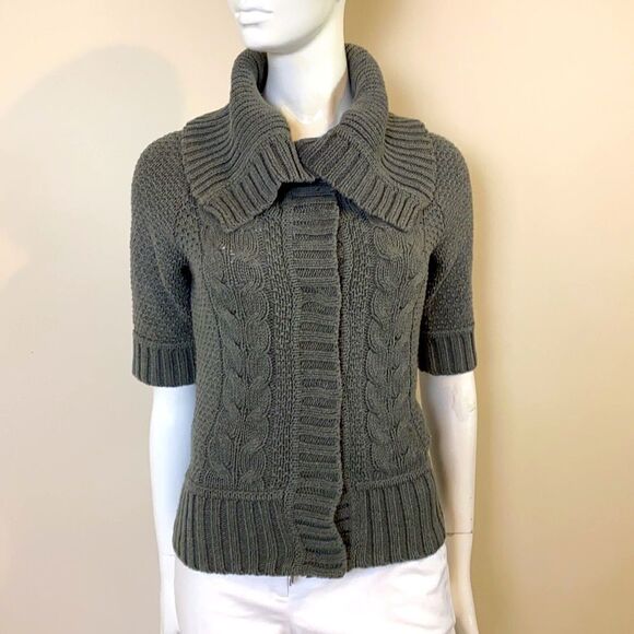 Express Gray Sweater Chunky Knit Short Sleeve Workday or Weekend Size Small - Picture 3 of 7